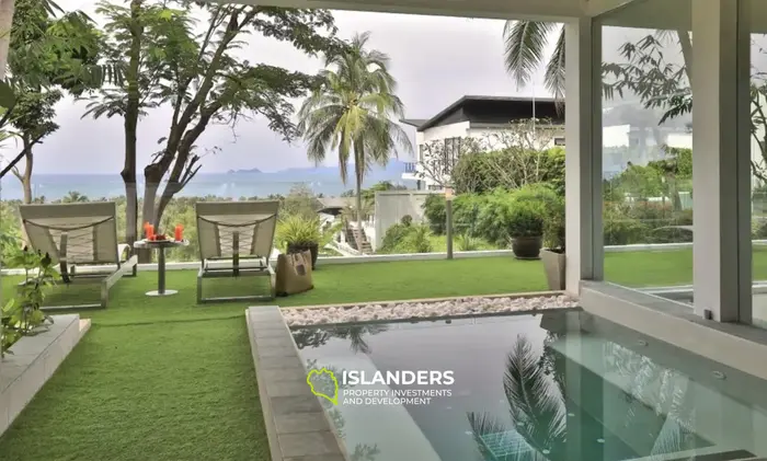 Appartement deux pièces avec piscine commune et vue sur la mer dans un complexe rénové (Bangpo)