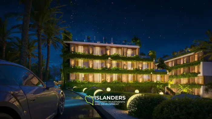 Encantador apartamento de 1 dormitorio en venta en Canggu, Bali con vista a la piscina