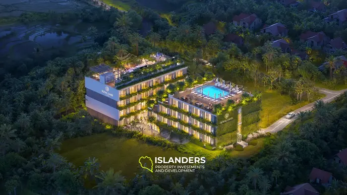 Encantador apartamento de 1 dormitorio en venta en Canggu, Bali con vista a la piscina