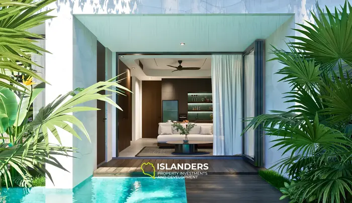 Apartamento Premium de 1 dormitorio en venta con vista a la piscina y acceso privado a la piscina compartida en Bali, Badung
