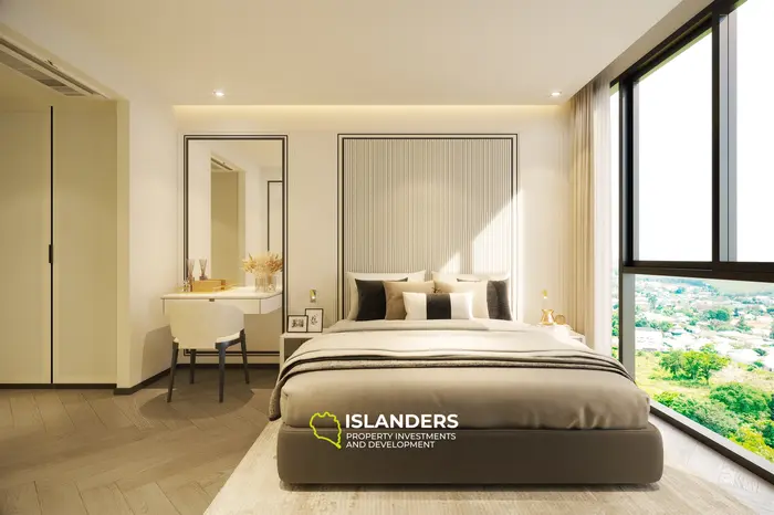 อพาร์ตเมนต์ 1 ห้องนอนสมัยใหม่ขายที่หาดบางเทาในภูเก็ต