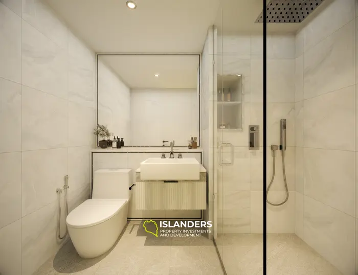 อพาร์ตเมนต์ 1 ห้องนอนสมัยใหม่ขายที่หาดบางเทาในภูเก็ต