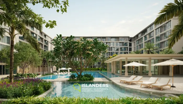 อพาร์ตเมนต์ 1 ห้องนอนสมัยใหม่ขายที่หาดบางเทาในภูเก็ต