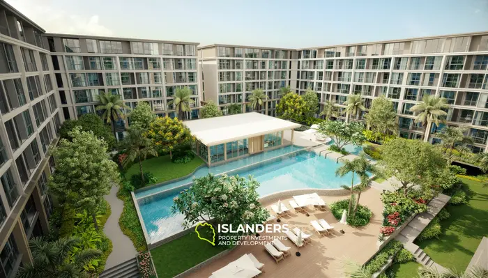 อพาร์ตเมนต์ 1 ห้องนอนสมัยใหม่ขายที่หาดบางเทาในภูเก็ต