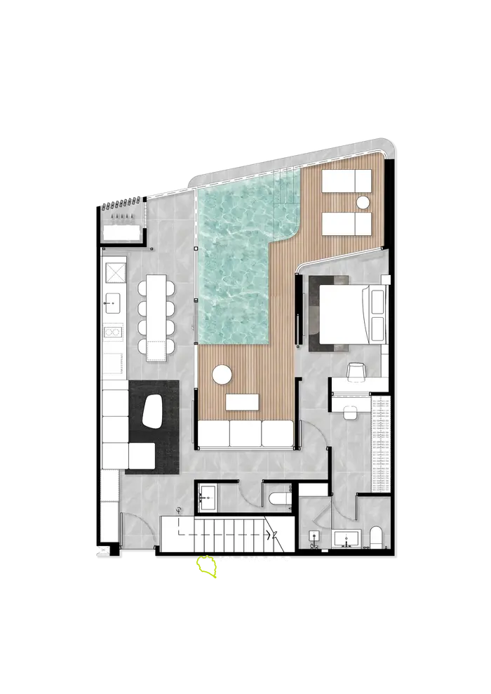 شقة أنيقة مكونة من 3 غرف نوم بمساحة 177 متر مربع مع مسبح في الطابق الثاني للبيع في شاطئ كامالا، فوكيت