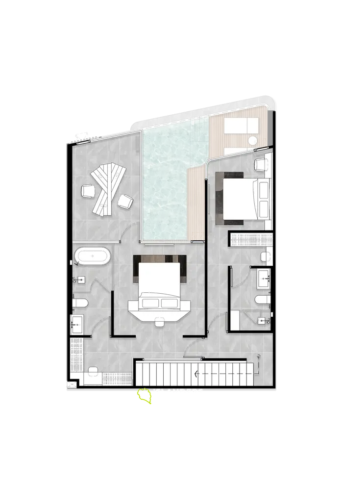 شقة أنيقة مكونة من 3 غرف نوم بمساحة 177 متر مربع مع مسبح في الطابق الثاني للبيع في شاطئ كامالا، فوكيت