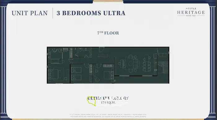 หรูหรา 3 ห้องนอน เพนท์เฮาส์ 185 ตร.ม. ชั้น 7 ขายที่บางเทา - คุณภาพพรีเมียม