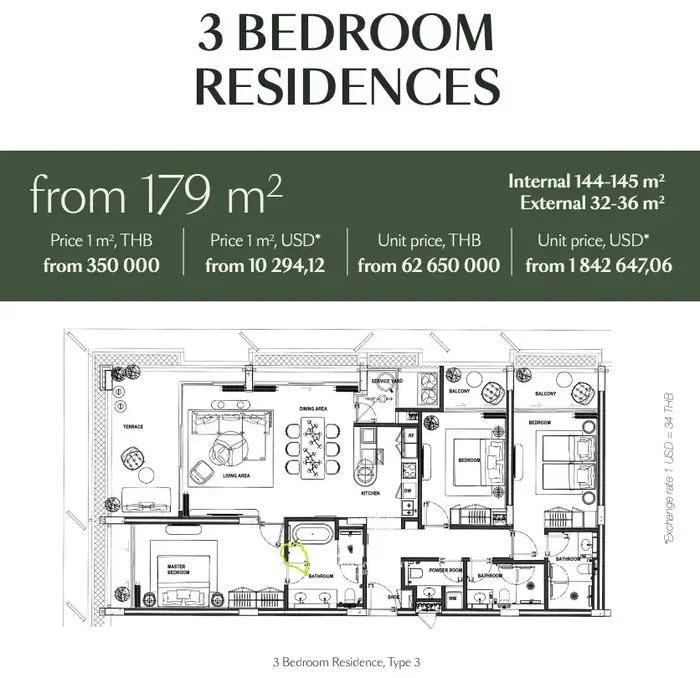 Luxury 3-Bedroom Apartment for Sale from Bang Tao beach 50m , Phuket