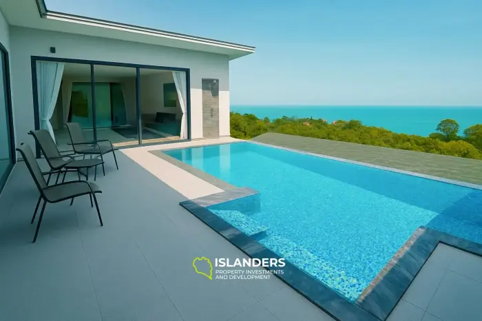 3-bdrm pool villa with ocean view from living room (Chaweng)