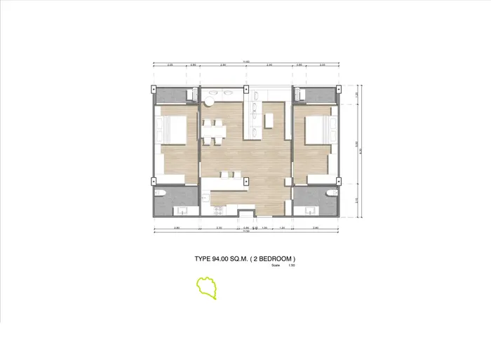 ONLY DURING CONSTRUCTION Luxurious 2 bedroom (94sqm)  Apartment 50m from  Karon beach, Phuket