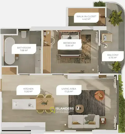 Prestigekondominium mit Balkon in Layan