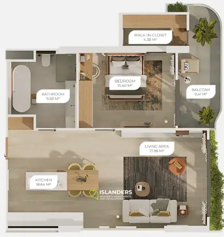 คอนโด 1 ห้องนอนสุดพิเศษในลายัน