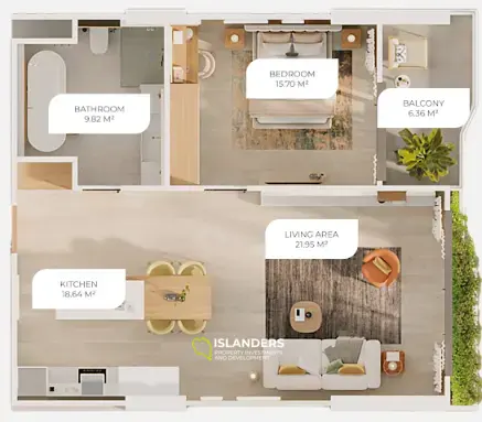 High-End 1-Zimmer-Wohnung in Layan