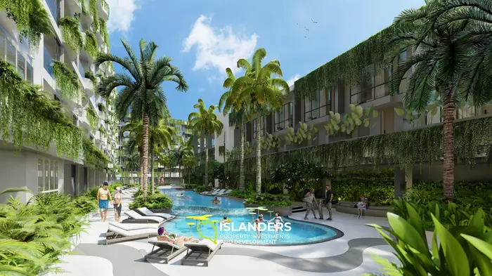 คอนโดหรู 1 ห้องนอนพร้อมวิวสระว่ายน้ำในลายาน