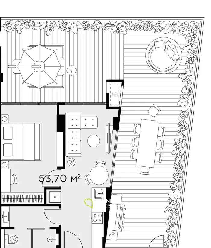 Condo 1 Bedroom (1st floor)  with private big terrace, 200 M from Rawai beach