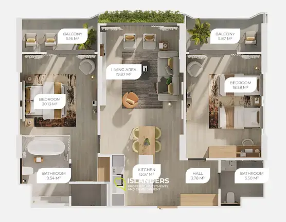 Upscale 2-Bedroom Condo with Mountain View in Layan