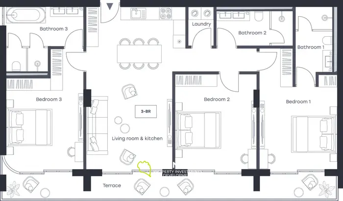 Glorious 3-Bedroom Condo with Pool View in Layan