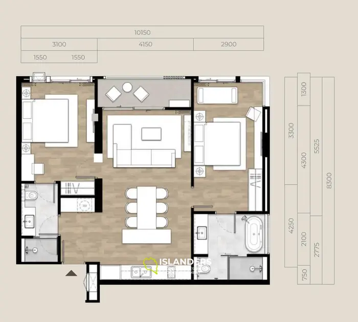 Condominio elegante de 2 habitaciones con vista al golf en el séptimo piso de Laguna en Phuket