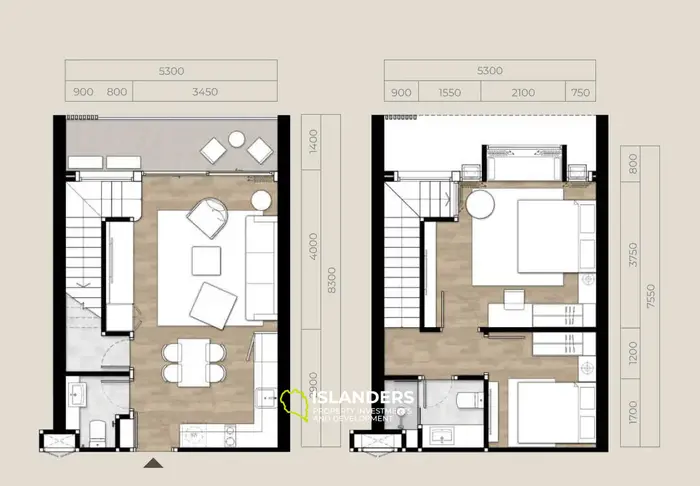 Duplex/Condo élégant avec vue sur le golf au 7ème étage dans la Laguna de Phuket