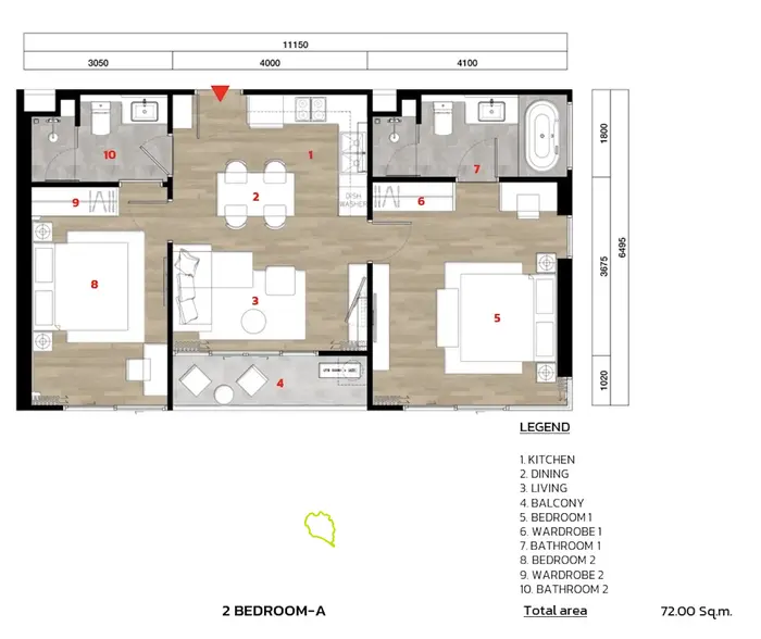 Impresionante condominio de 2 habitaciones tipo A en Laguna de Phuket