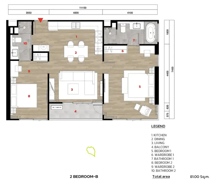 Impresionante condominio de 2 habitaciones tipo B en Laguna de Phuket