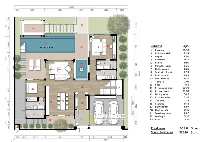 ラグーナプーケットの素晴らしいプールビューを持つ豪華なヴィラ