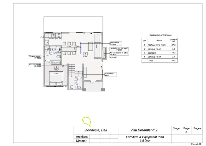 Вилла с крышей и видом на океан в Пекату
