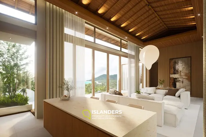 Villa de 3 habitaciones y 2 pisos con piscina y vistas al mar desde todas las áreas de estar (Bophut)