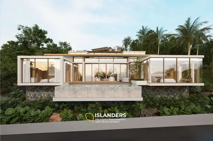 Villa de 3 habitaciones y 2 pisos con piscina y vistas al mar desde todas las áreas de estar (Bophut)