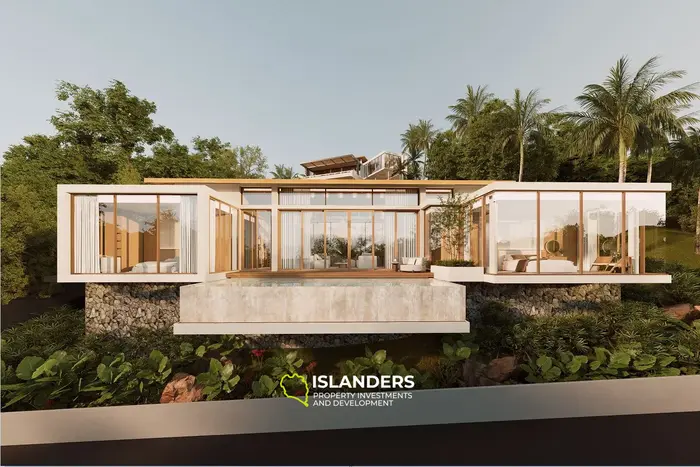 Villa de 3 habitaciones y 2 pisos con piscina y vistas al mar desde todas las áreas de estar (Bophut)