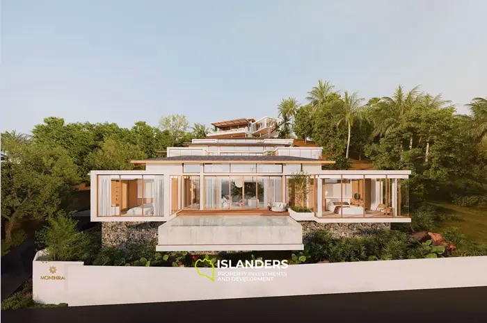 Двухэтажная вилла с 3 спальнями и бассейном с видом на море из всех жилых зон (Бопхут)