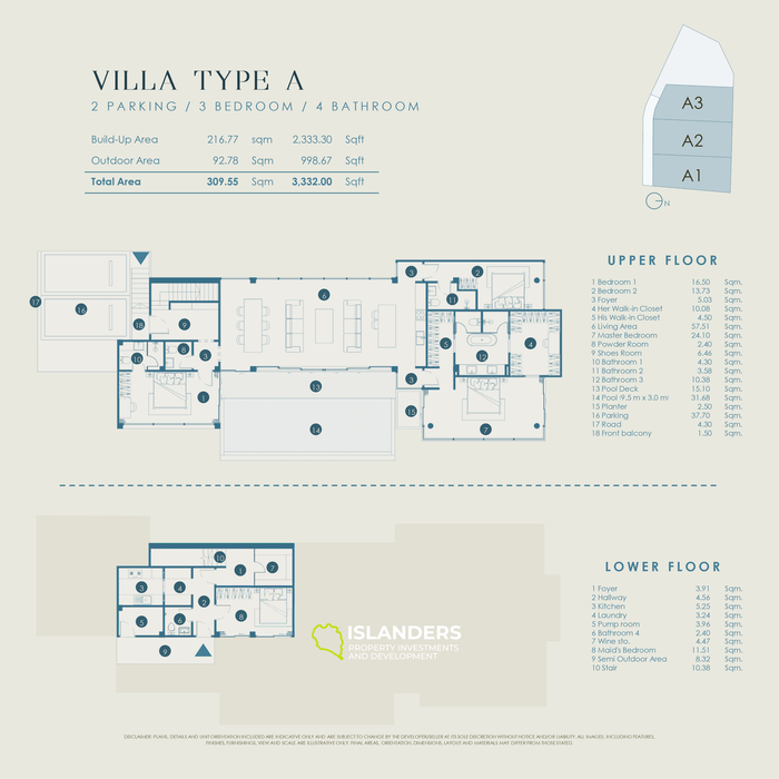 Villa de 3 habitaciones y 2 pisos con piscina y vistas al mar desde todas las áreas de estar (Bophut)
