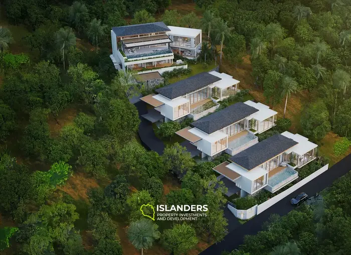 Villa de 4 habitaciones y tres pisos con piscina y vistas al mar y a la montaña (Bophut)