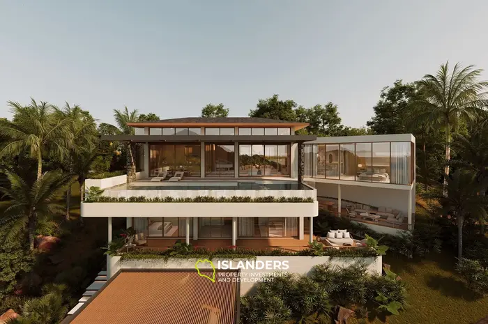 Villa de 4 habitaciones y tres pisos con piscina y vistas al mar y a la montaña (Bophut)