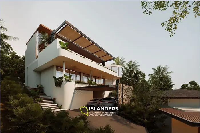 Villa de 4 habitaciones y tres pisos con piscina y vistas al mar y a la montaña (Bophut)