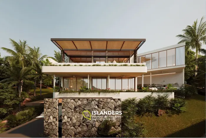 Трехэтажная вилла с 4 спальнями и бассейном с видом на море и горы (Бопхут)