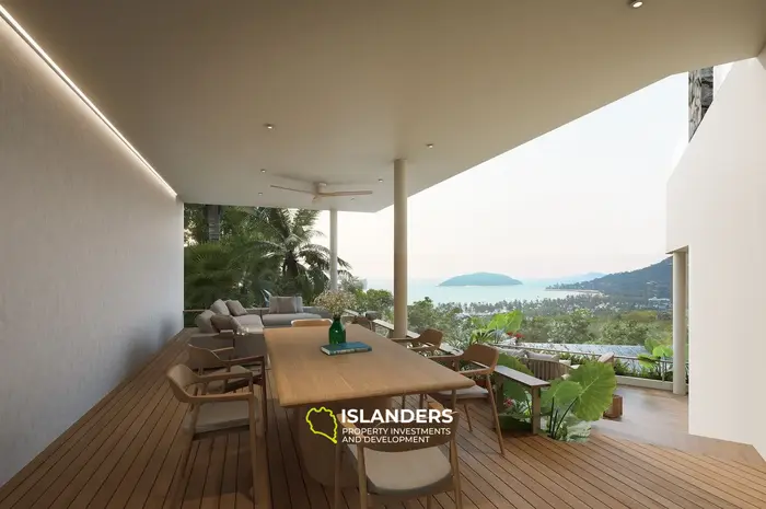 Villa de 4 habitaciones y tres pisos con piscina y vistas al mar y a la montaña (Bophut)