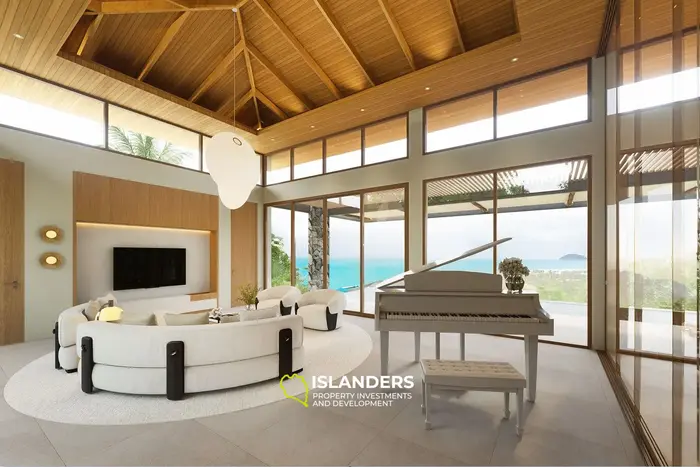 Villa de 4 habitaciones y tres pisos con piscina y vistas al mar y a la montaña (Bophut)