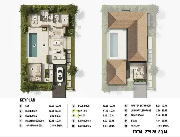 Modern 3-bdrm pool villa with garden overlooking mountains (Lamai)