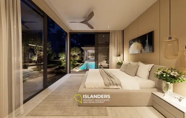 Modern 3-bdrm pool villa with garden overlooking mountains (Lamai)