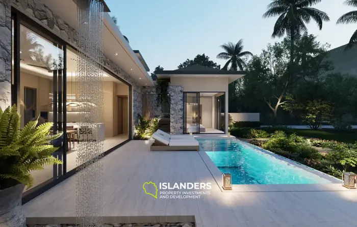 Modern 3-bdrm pool villa with garden overlooking mountains (Lamai)