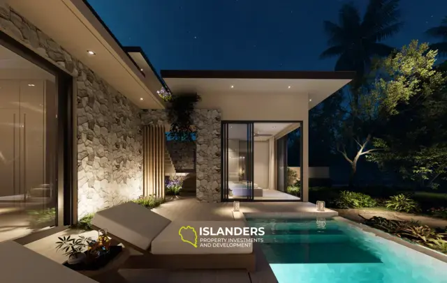 Modern 3-bdrm pool villa with garden overlooking mountains (Lamai)