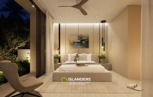 Modern 3-bdrm pool villa with garden overlooking mountains (Lamai)