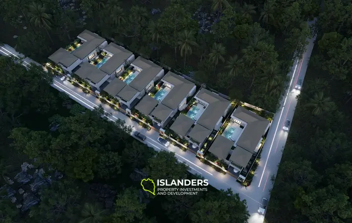 Modern 3-bdrm pool villa with garden overlooking mountains (Lamai)