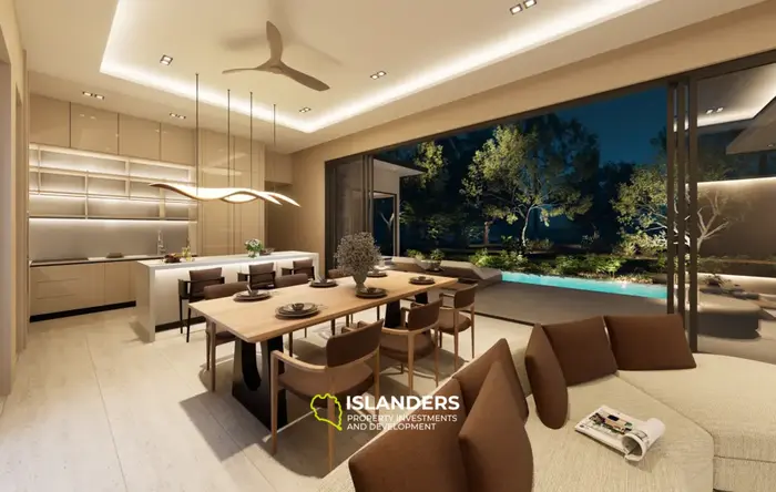 Modern 3-bdrm pool villa with garden overlooking mountains (Lamai)