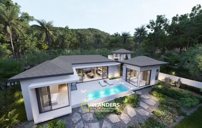 Modern 3-bdrm pool villa with garden overlooking mountains (Lamai)