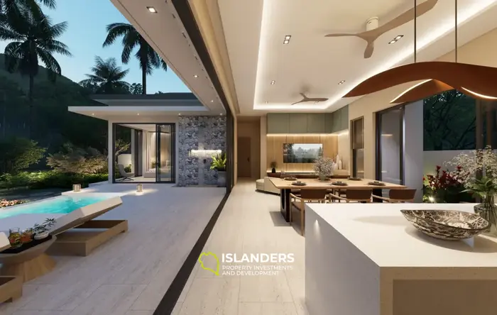 Modern 3-bdrm pool villa with garden overlooking mountains (Lamai)