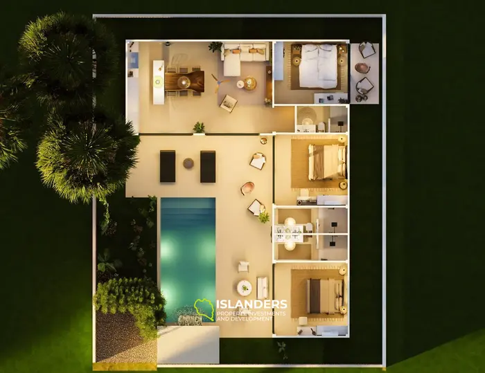 Modern 3-bdrm villa with a shared pool and a thoughtful layout in a quiet area (Lamai)