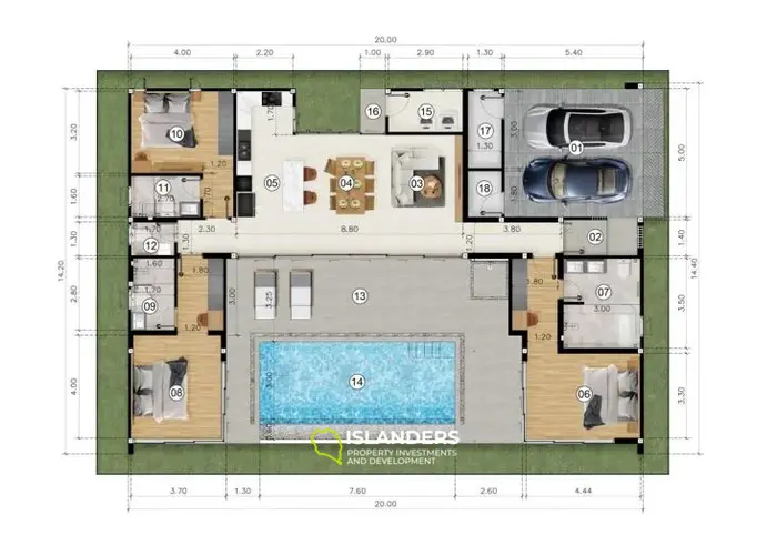 فيلا مكونة من طابق واحد و3 غرف نوم مع مسبح على بعد خمس دقائق بالسيارة من الشاطئ (بوفوت)