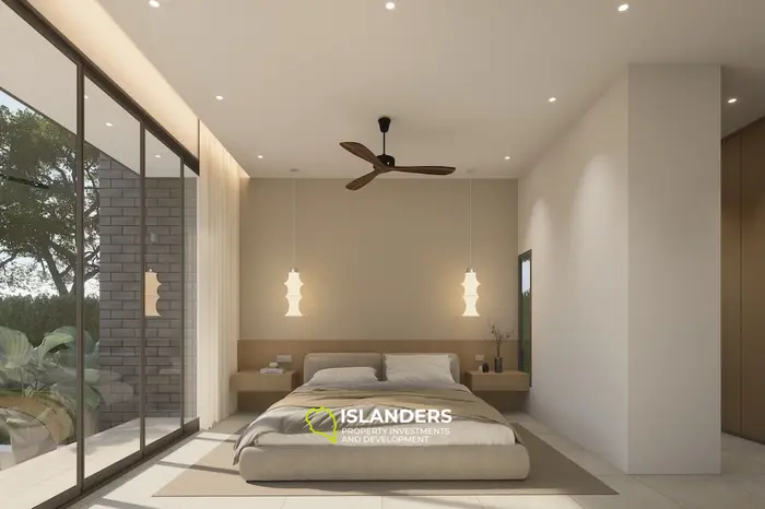 Villa de una planta con 3 habitaciones, piscina de agua salada y vista a la montaña (Bophut)